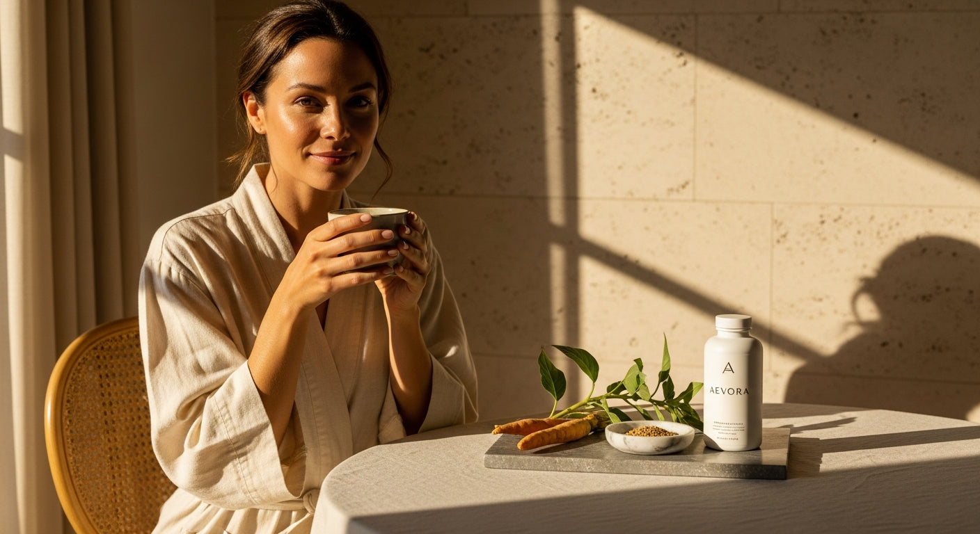 Ashwagandha root and KSM-66 capsules for cortisol and stress reduction support