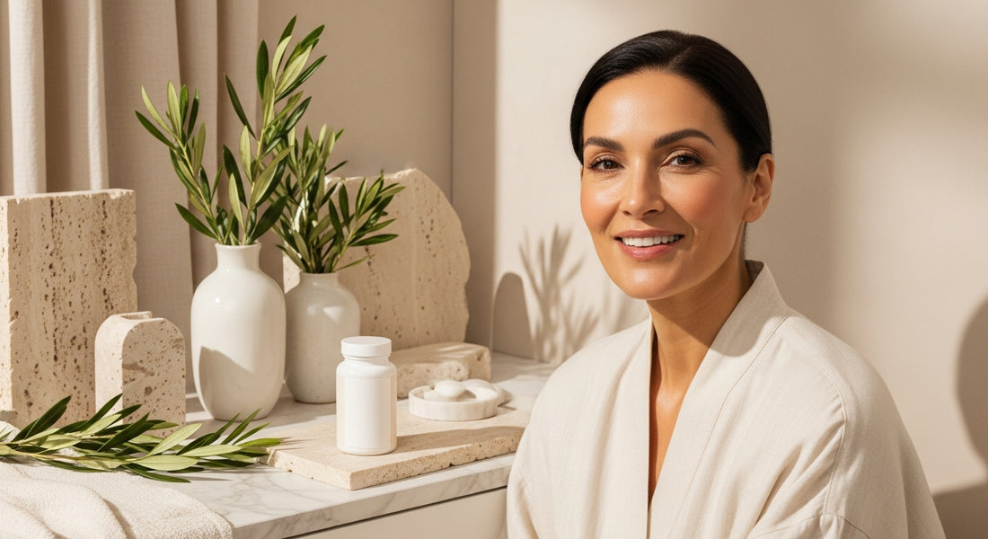 Premium AEVORA supplements for sex drive after 40 arranged as a midlife vitality ritual