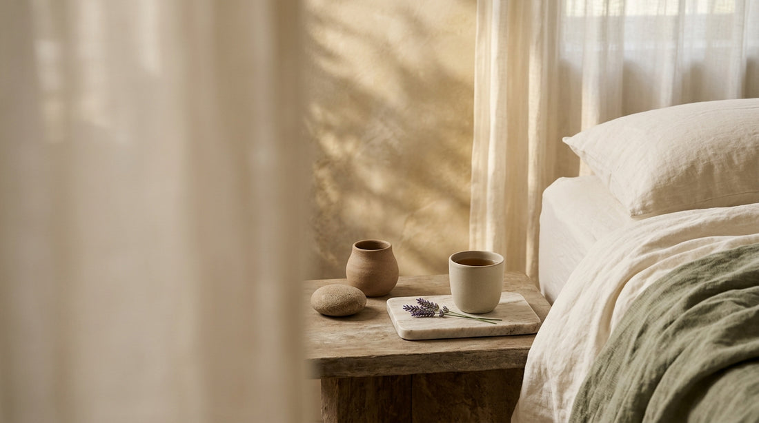 Woman resting peacefully in bed using supplements for menopause hot flashes at night