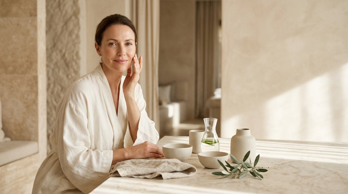 Woman applying eye gel in morning routine for supplements to reduce puffy eyes