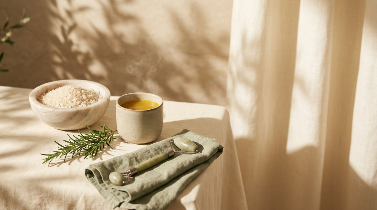 Weekend warrior soreness supplements and DOMS recovery ritual on nightstand